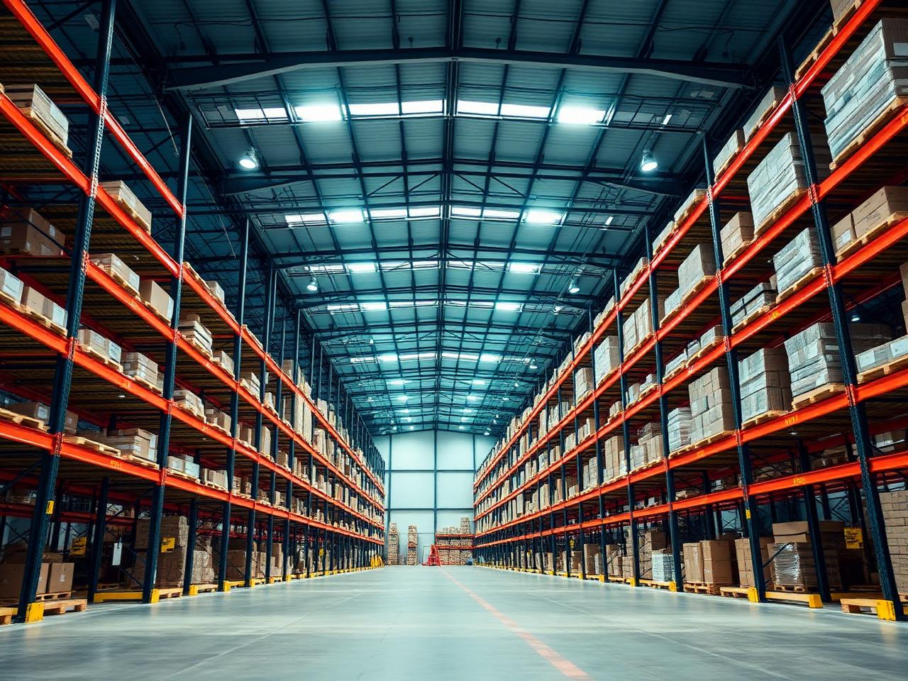 Interior of a secure, organized warehouse facility